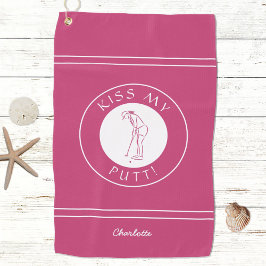 キス私のパットレディおもしろいゴルファー彼女のためのピンクのスポーツ ゴルフタオル