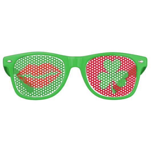 キス私はアイリッシュリップシャームロックサンパディーズシェード レトロサングラス (正面)