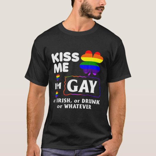キス私はゲイかアイリッシュか飲何か偽物だ Tシャツ (正面)