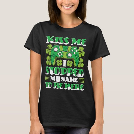キス私はストップここに私のゲームSt patricksD Tシャツ (正面)