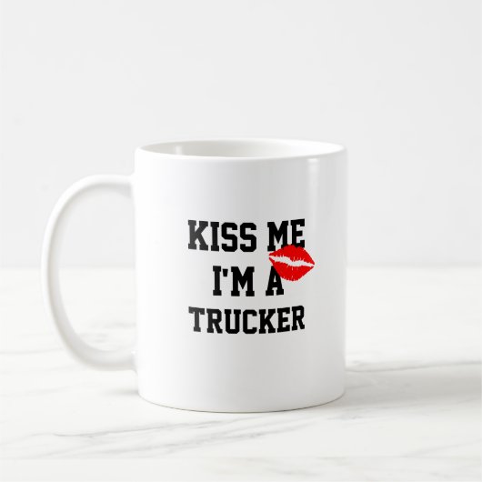 キス私はトラック運転手のマグ コーヒーマグカップ (左)