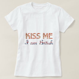 キス私は英国のおもしろいタイポグラフィ国旗 Tシャツ