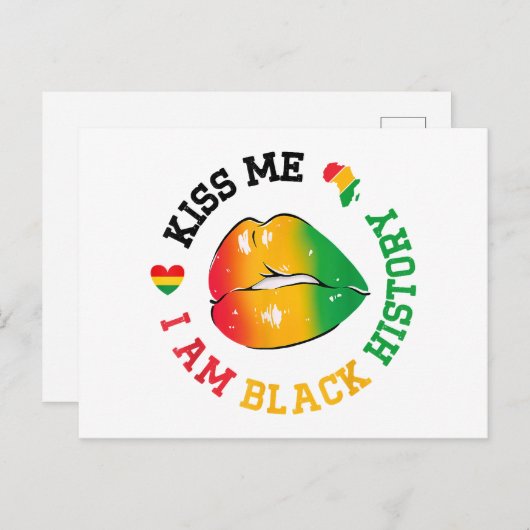 キス私は黒い歴史月アフリカ系アメリカ人 ポストカード (正面/裏面)