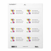 キス私は21誕生日Tシャツとギフト ラベル (フルシート)