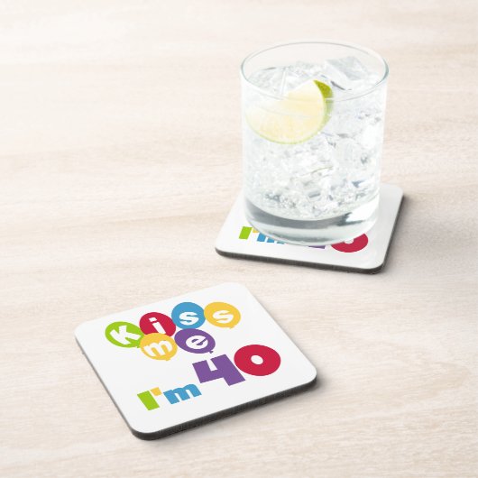 キス私は40誕生日Tシャツとギフト コースター (右側)