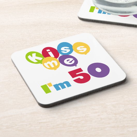 キス私は50誕生日Tシャツとギフト コースター (左側)