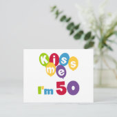 キス私は50誕生日Tシャツとギフト ポストカード (スタンド正面)