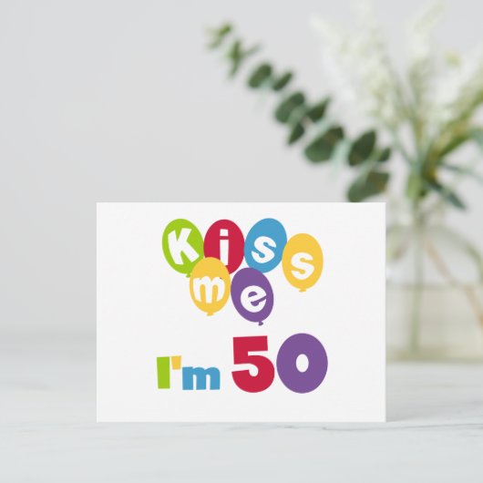 キス私は50誕生日Tシャツとギフト ポストカード (スタンド正面)