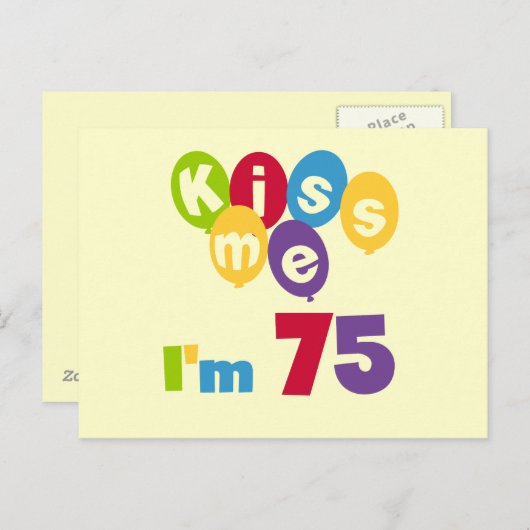 キス私は75の誕生日Tシャツとギフト ポストカード (正面/裏面)