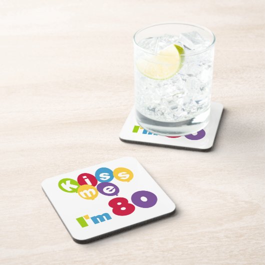 キス私は80誕生日Tシャツとギフト コースター (右側)