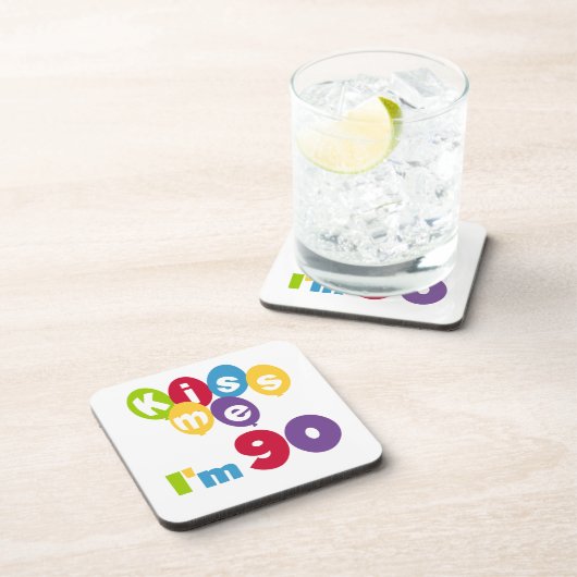 キス私は90誕生日Tシャツとギフト コースター (右側)