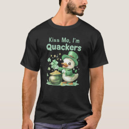 "キス私は、私はQuackers"聖パトリックの日のアクリング Tシャツ