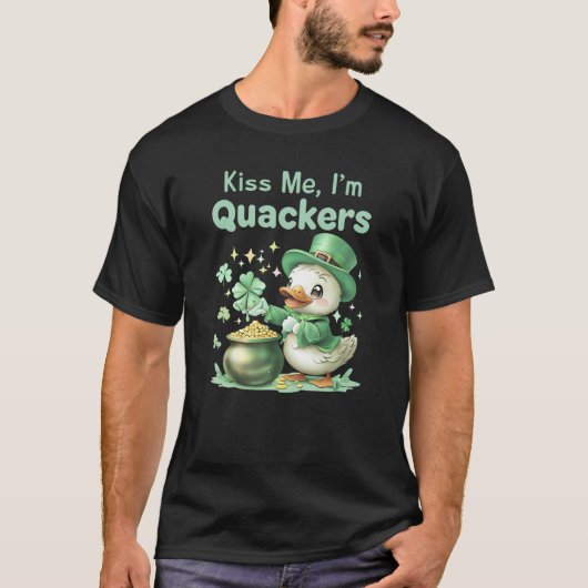 "キス私は、私はQuackers"聖パトリックの日のアクリング Tシャツ (正面)