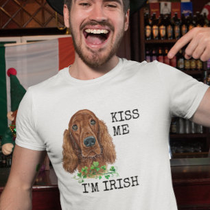 キス私アイリッシュセッタードッグシャムロック Tシャツ
