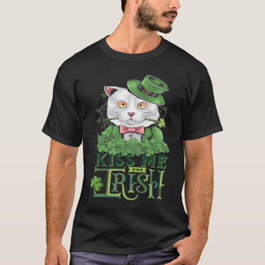 キス私アイリッシュ言う可愛い子猫St patricks Tシャツ (正面)