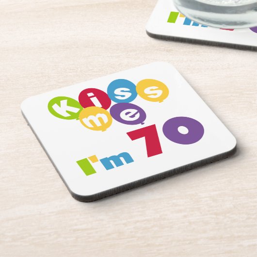 キス私70誕生日Tシャツとギフト コースター (左側)