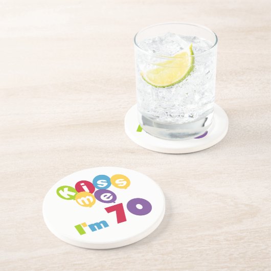 キス私70誕生日Tシャツとギフト コースター (側面)