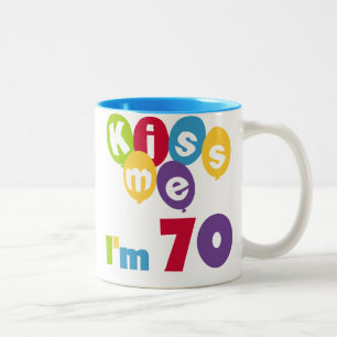 キス私70誕生日Tシャツとギフト ツートーンマグカップ