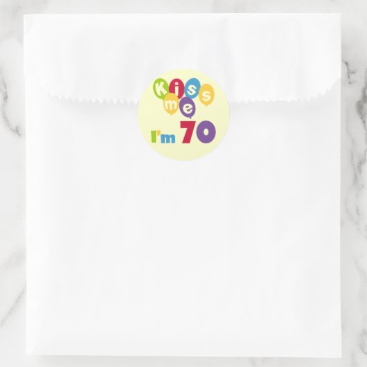キス私70誕生日Tシャツとギフト ラウンドシール (バッグ)