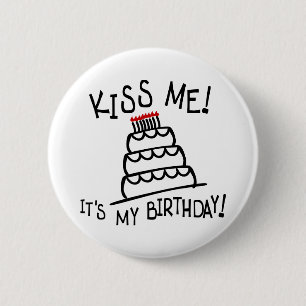 キス私!私の誕生日!Bdayケーキ、キャンドル付き 缶バッジ
