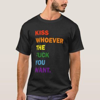キス誰がレインボーゲイレズビアンLGBT Pri Tシャツ