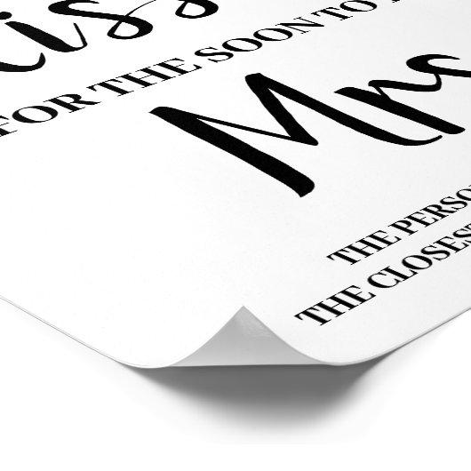 キス間もなくミセス・ブルー・フラワーズシャワーゲームサイン ポスター (角)