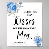 キス間もなくミセス・ブルー・フラワーズシャワーゲームサイン ポスター (正面)