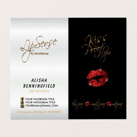 キス防止赤い唇と黒の指示 名刺 (外部フラット)