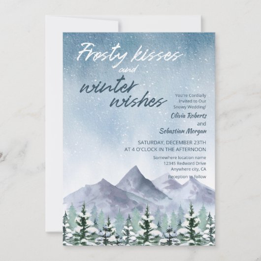 キス霜の降りたと冬はフォレストの結婚願い 招待状 (正面)