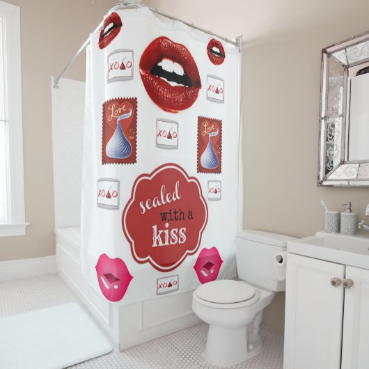 キス10代の若者シャワーカーテン シャワーカーテン (インサイチュ)