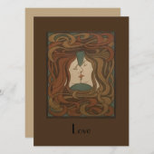 キス1898年、女性-アールヌーボー-イラストレーション シーズンカード (正面/裏面)