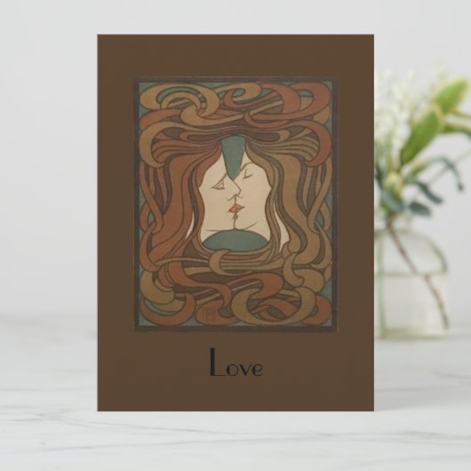 キス1898年、女性-アールヌーボー-イラストレーション シーズンカード (スタンド正面)