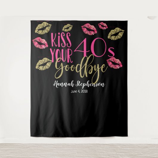 キス40秒のさよなら50歳の誕生日写真のプロップ タペストリー (正面)