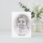 キス!おもしろいスケッチ白黒デザイン ポストカード (スタンド正面)