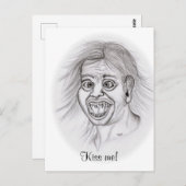 キス!おもしろいスケッチ白黒デザイン ポストカード (正面/裏面)
