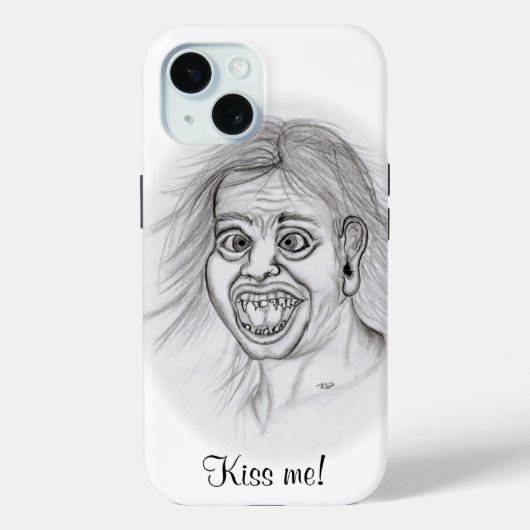キス!おもしろいスケッチ白黒デザイン Case-Mate iPhoneケース (裏面)
