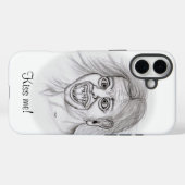 キス!おもしろいスケッチ白黒デザイン Case-Mate iPhoneケース (裏面 (横))