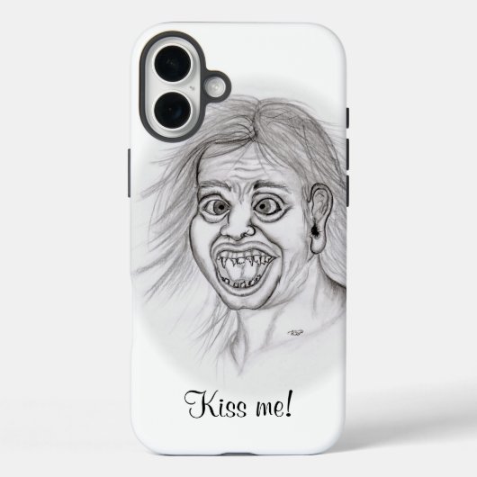 キス!おもしろいスケッチ白黒デザイン Case-Mate iPhoneケース (裏面)