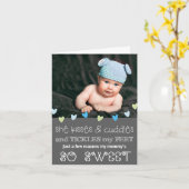 キス&かわいい母の日の写真カード/グレー カード (黄色い花)