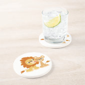 キス: かわいい漫画のライオンのカップルのコースター コースター (側面)