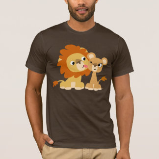 キス: かわいい漫画のライオンのカップルのTシャツ Tシャツ