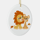 キス:かわいい漫画のライオンのカップルオーナメント セラミックオーナメント (右)