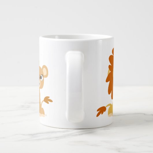 キス:かわいい漫画のライオンのカップルジャンボマグカップ ジャンボコーヒーマグカップ (裏面)