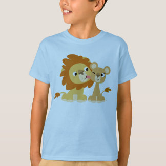 キス:かわいい漫画のライオンのカップル子供Tシャツ Tシャツ