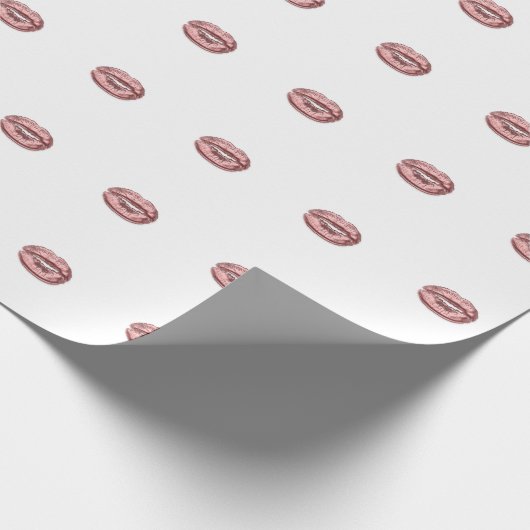 キス グリッター ピンク ホワイト メイク カッパー ローズ リップス ラッピングペーパー (角)