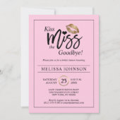 キス・ザ・ミス・グッバイ・ゴールド・リップス・ピンク・ブライダルシャワー 招待状 (正面)