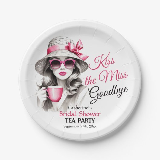 キス・ザ・ミス・グッバイ ブライダルシャワーティーパーティー ペーパープレート (正面)