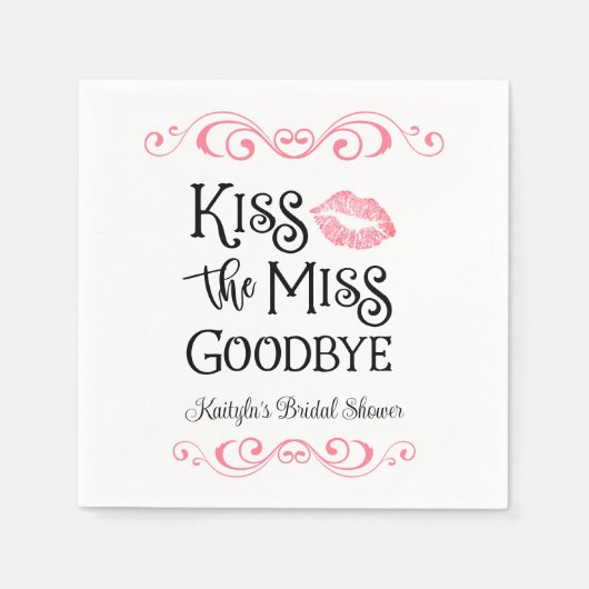 キス・ザ・ミス・グッバイ・ブライダルシャワー スタンダードカクテルナプキン (正面)