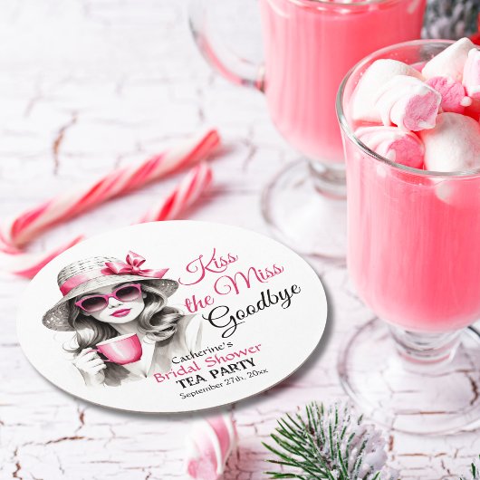 キス・ザ・ミス・グッバイ　ブライダルシャワー・ティーパーティー ラウンドペーパーコースター
