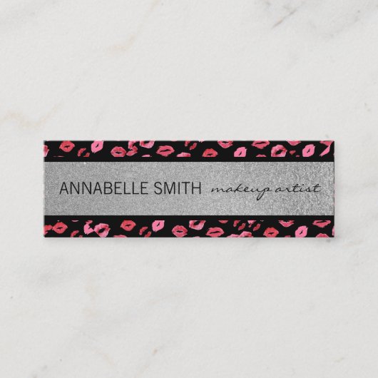 キス/メイクアップアーティスト/シルバーグリッター スキニー名刺 (正面)